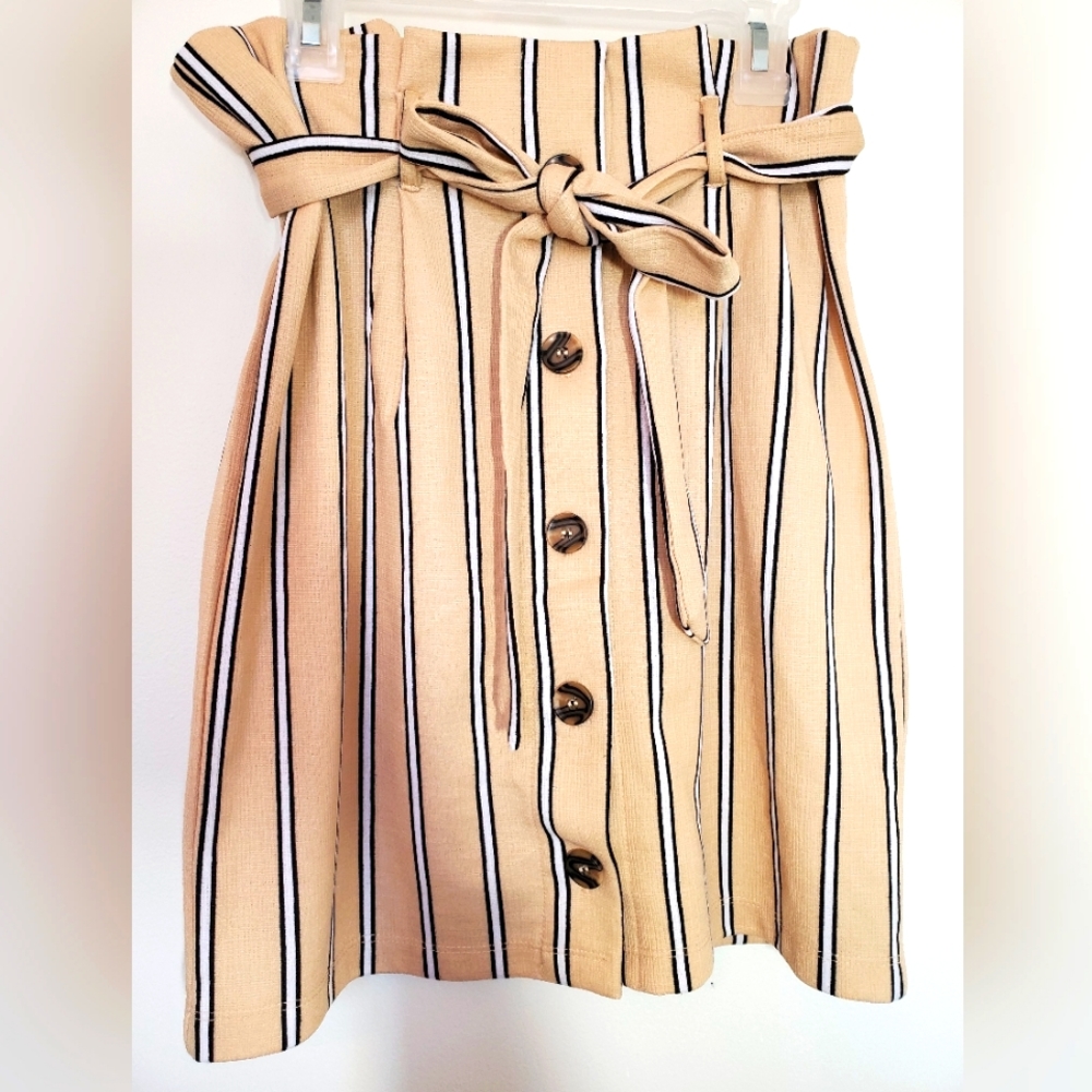 High Waist Button Skirt with Belt